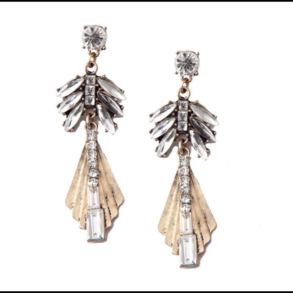 Antique Gold Deco Dangles Earrings